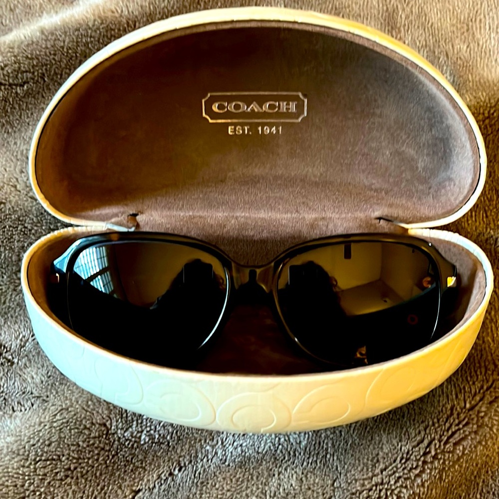 Coach EUC Dark Tortoise Beige Ocelot Signature C Sunglasses (58 16 135)